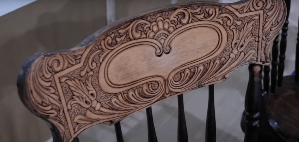 close up of antique chair with fine detail wood working